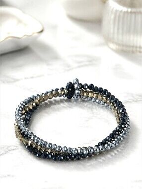 Multi-strand Faceted Glass Bead Bracelet Set